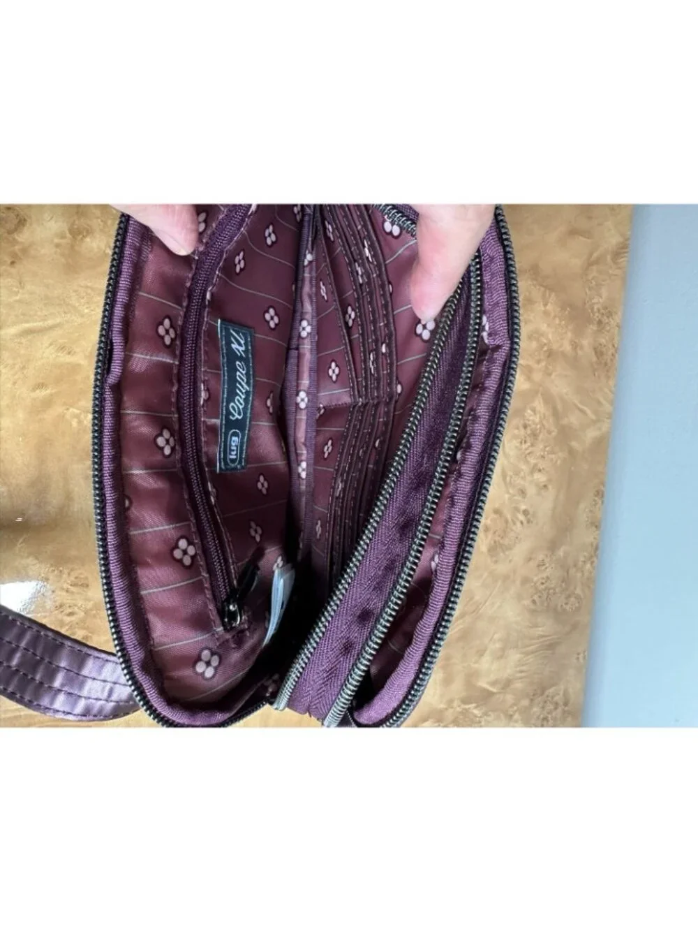 Lug RFID Blocking Purple Quilted Crossbody Belt Bag Travel Organizer Convertible